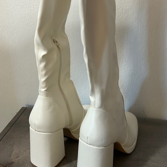 White Over the Knee Boots - Picture 4 of 5